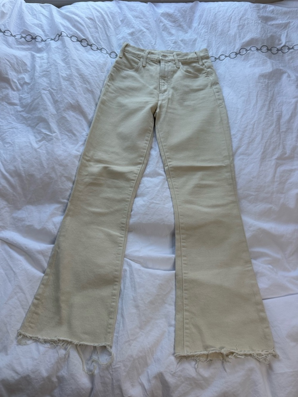 MOTHER Cream High-Rise Flare Jeans